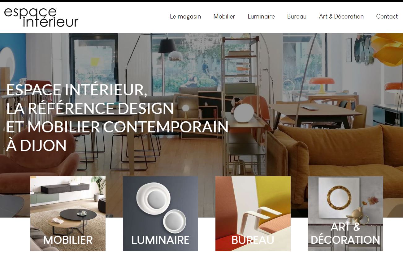 Site internet du magasin d'ameublement Espace Intérieur à Dijon